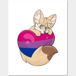 Bi Flag-Heart Fennec Fox Posters and Art